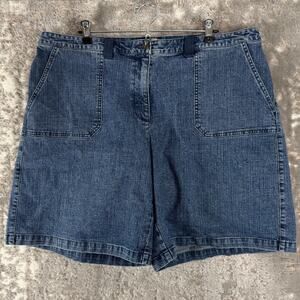Kate Hill Plus Size 18W Stretch Casual Denim Shorts Button Zip Pocket Minimalist